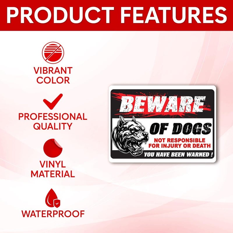 RABOWA Pack 8 Pcs Beware of Dog Sticker for Cars Vehicle Trucks Indoor Outdoor Window Laptops Warning Sign Bumper Stickers Waterproof Removable Vinyl Decals Car Exterior Home Accessories - Image 3